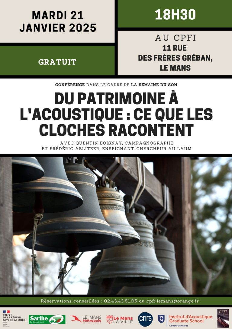 Affiche conférence du patrimoine à l'acoustique, cloches